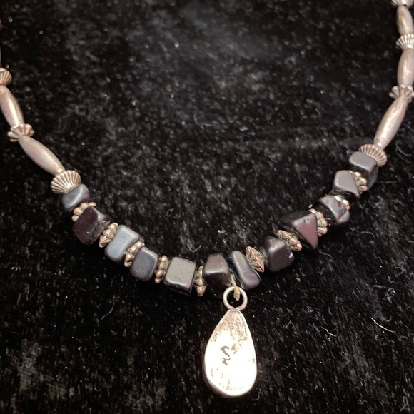 VTG Navajo Signed Onyx, Jasper & Sterling necklace - Picture 5 of 7